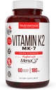 K2 MK-7 Tamam 180mcg -Vitamin K2 Cardiovascular için Kemik ve Kalp Sağlığı Arteries- 60 Easy to Swallow Sebze caps of MenaQ7 K2 MK7
