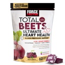 FORCE FACTOR Total Beets Ultimate Heart Health Chews for Blood Printing Support, Beetroot Toz, CoQ10, B Vitamins & Grapeseed Extract for Blood Flow & Energy, Black Cherry, 60 Soft Chews
