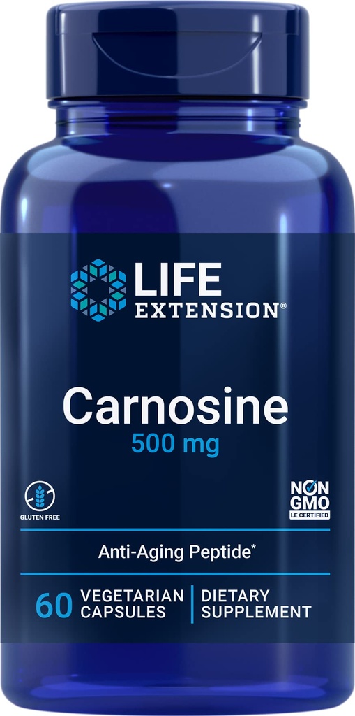 Life Extension Carnosine, Sağlıklı Ağlama, Egzersiz Kurtarma, Gluten-Free, Non-GMO, Vegetarian, 60 Capsules