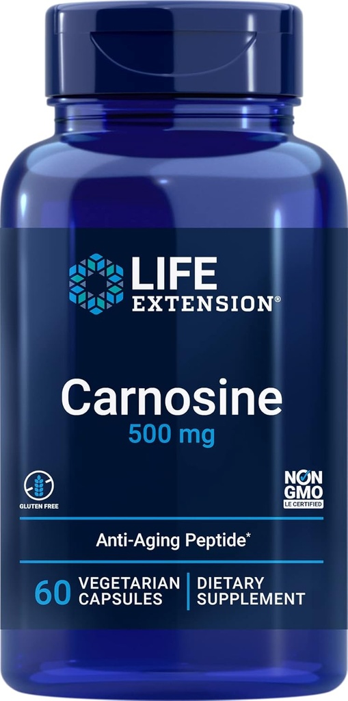 Life Extension Carnosine, Sağlıklı Ağlama, Egzersiz Kurtarma, Gluten-Free, Non-GMO, Vegetarian, 60 Capsules