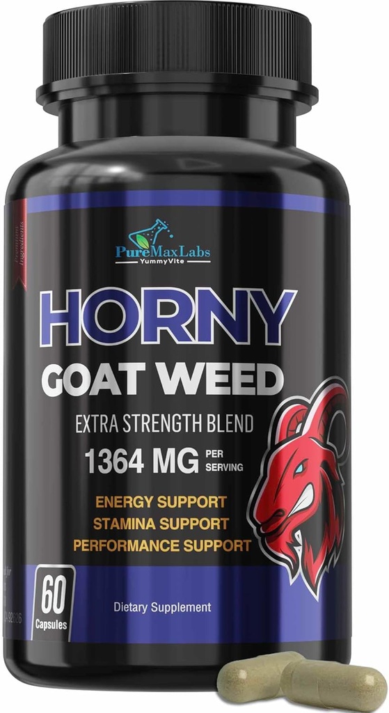 Horny Goat Weed Extra Strength - με Maca, L-αργινίνη, Ginseng - Boost Desire, Performance, Stamina, Energy, Μη ΓΤΟ Formula, 60 Κάψουλες