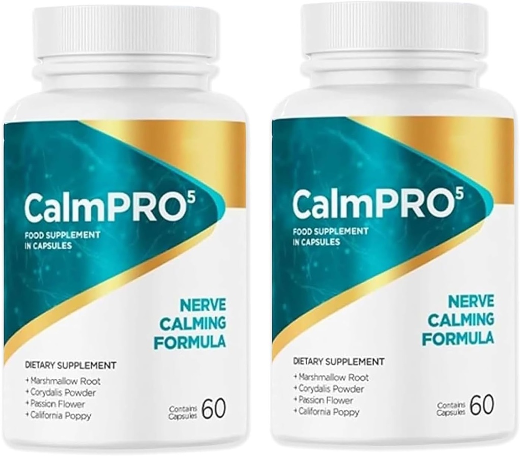 2 Packs Calmpro5, Calmpro5 Nerve Capsules, 2025 Yükseltilmiş Calmpro5 Nerve Calming Formula Capsules, No Yapay Preservatives, No Dairy (2 Şişe)