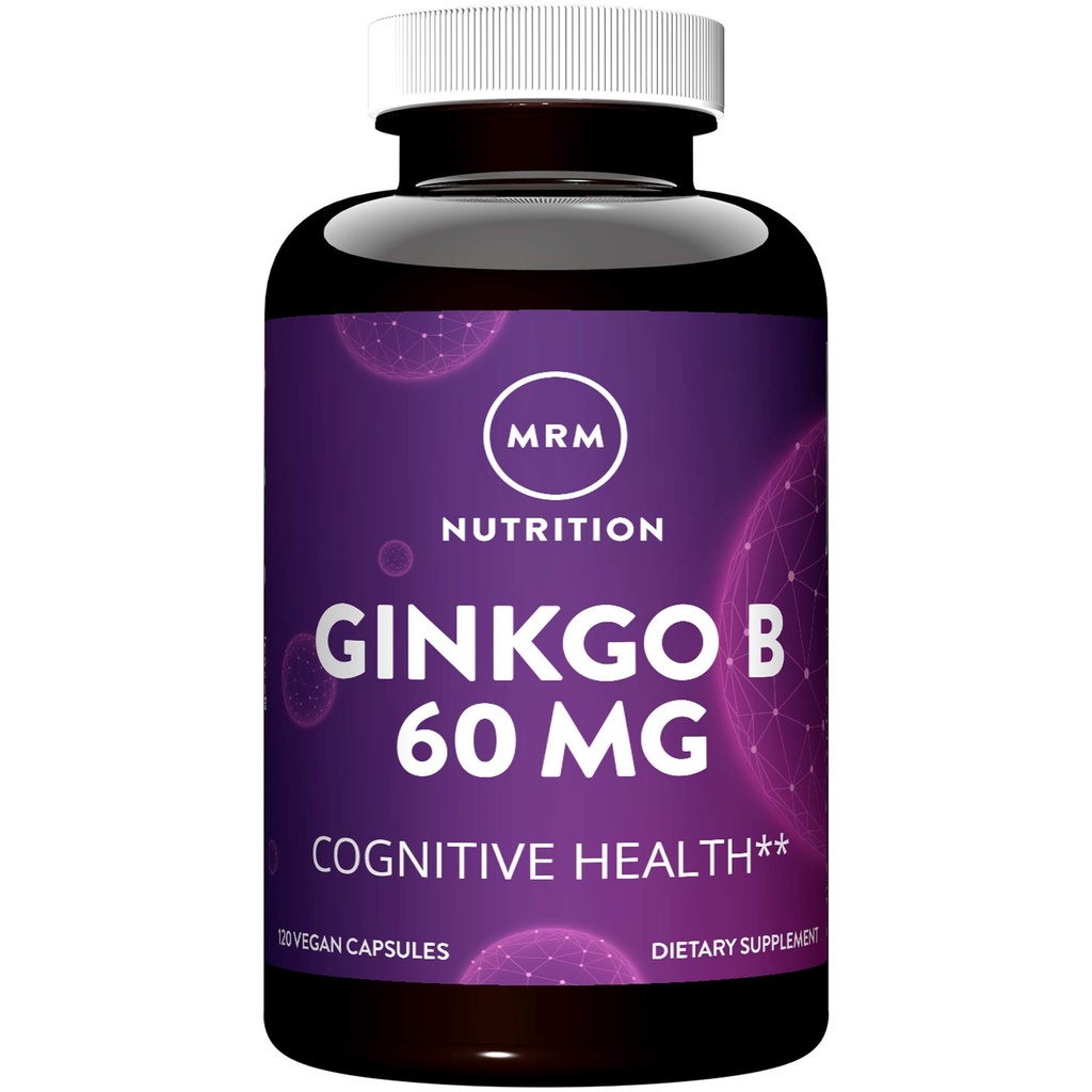 MRM Nutrition Ginkgo B - For Women & Men - 60 mg Vegetarian Capsules, Ginkgo Biloba Leaf Extract for Circulation Strength & Brain Support, Herbal, Vegan, Non‑GMO Supplement for Adults - 120 Servings