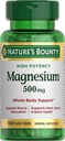 Nature's Bounty Magnezyum, Mineral Supplement, Supports Bone and Muscle Health, 500 mg, Cover Tabletler, 100 Count