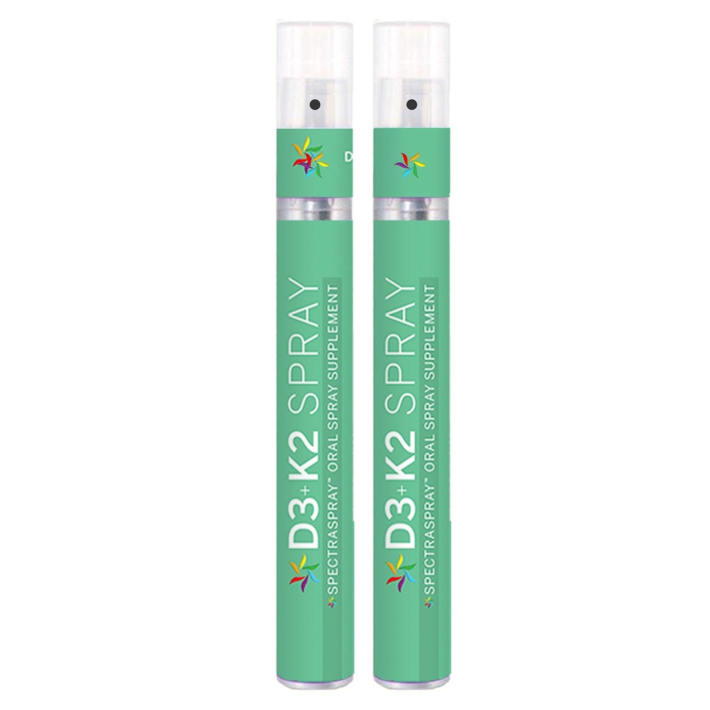 Spectraspray βιταμίνη D3 + K2 Spray 2 Pack - MenaQ-7 K2 στοματική βιταμίνη υγιής υποστήριξη τρόπο ζωής, 60 ημερών σύνολο προσφοράς