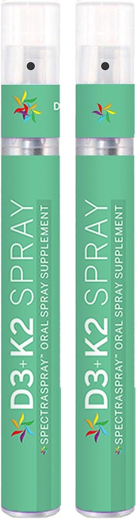 Spectraspray Vitamin D3 + K2 Sprey 2 Pack - MenaQ-7 K2 Oral Sağlıklı Yaşam Tarzı Desteği, 60 Gün Supply Total Supply Total