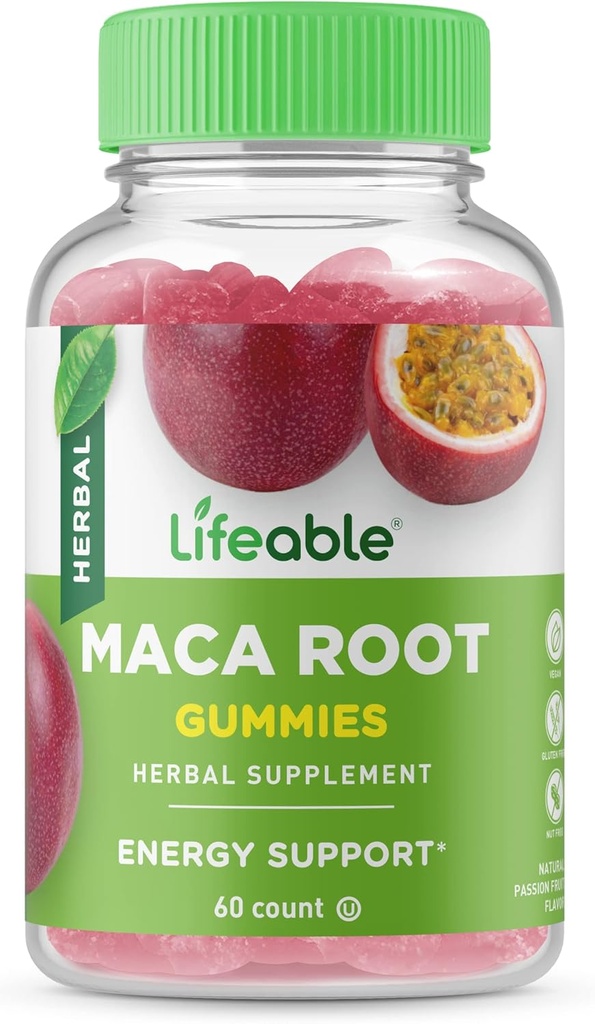 Lifeable Maca Root Gummies | 50 mg Maca Root for Women and Men | Great Tasting Maca Supplement | for Energy Support | Vegetarian Maca Gummies for Women and Men | 60 Gummies