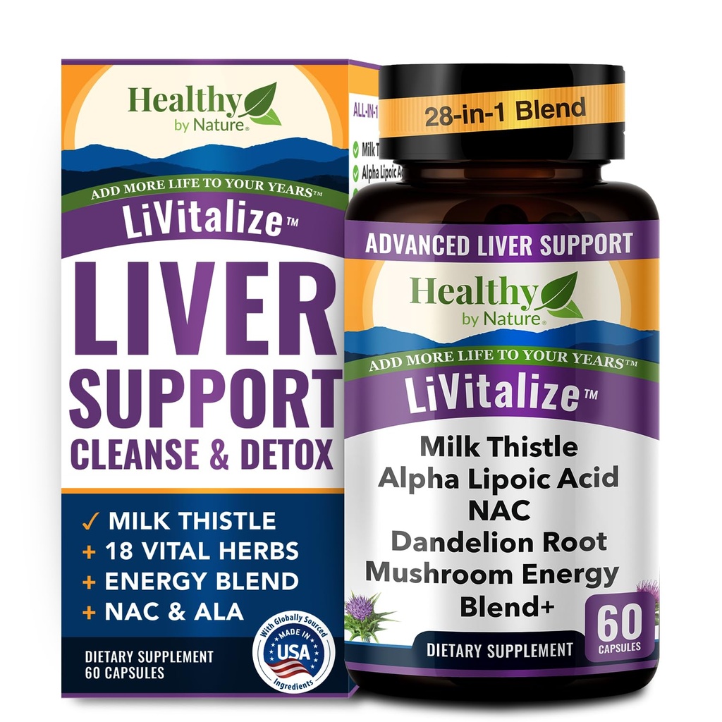 Liver Cleanse Detox & Tamir – 28-in-1 Liver Support - Milk Thistle Dandelion NAC Alpha Lipoic Acid Artichoke & Reishi Chaga Türkiye Tail Mushroom – Active Liver Health Supplement, 1540 mg (60 Capsules)