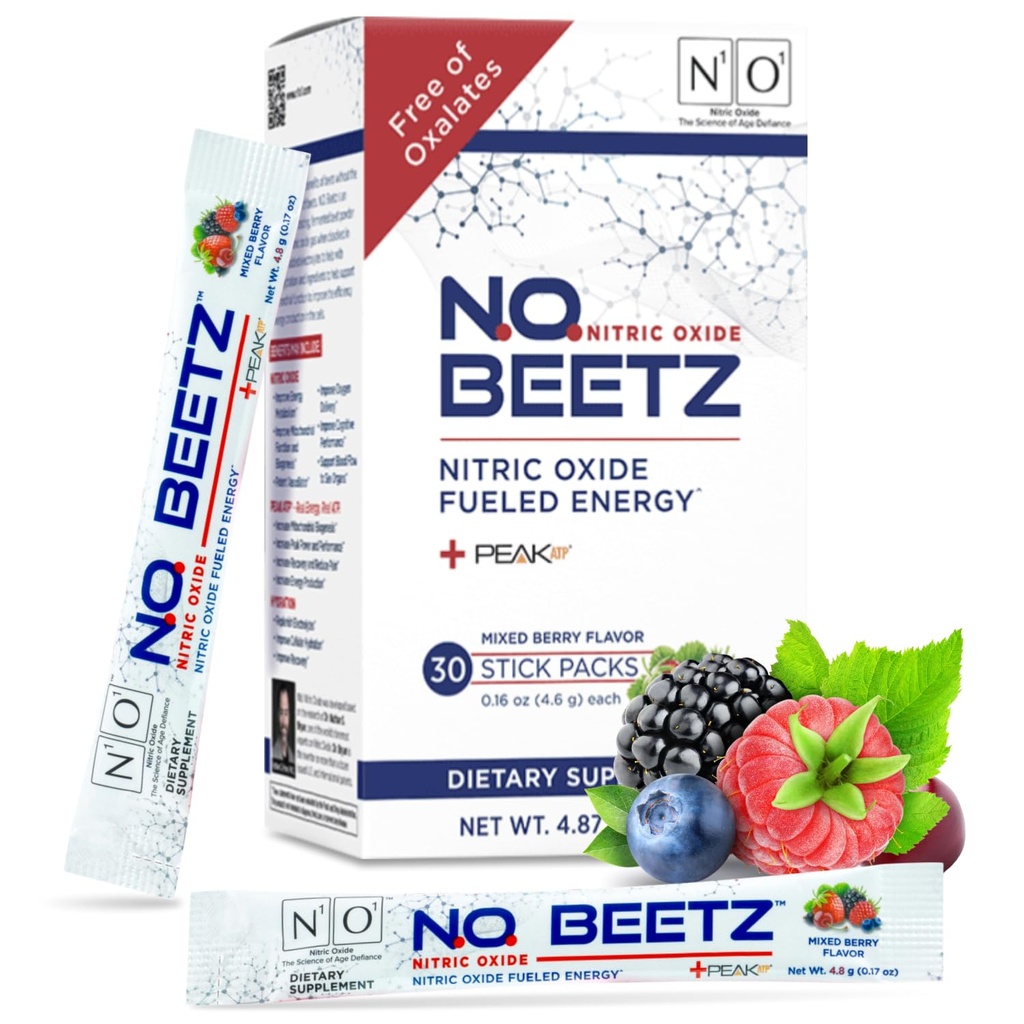 N.O. Beetz Nitric Hoffman Pre-Workout & Endurance | Beetroot, Peak ATP & Electrolytes for Energy & Hydration | Boosts Blood Flow & Muscle Recovery | No Mess, 30 Hizmet