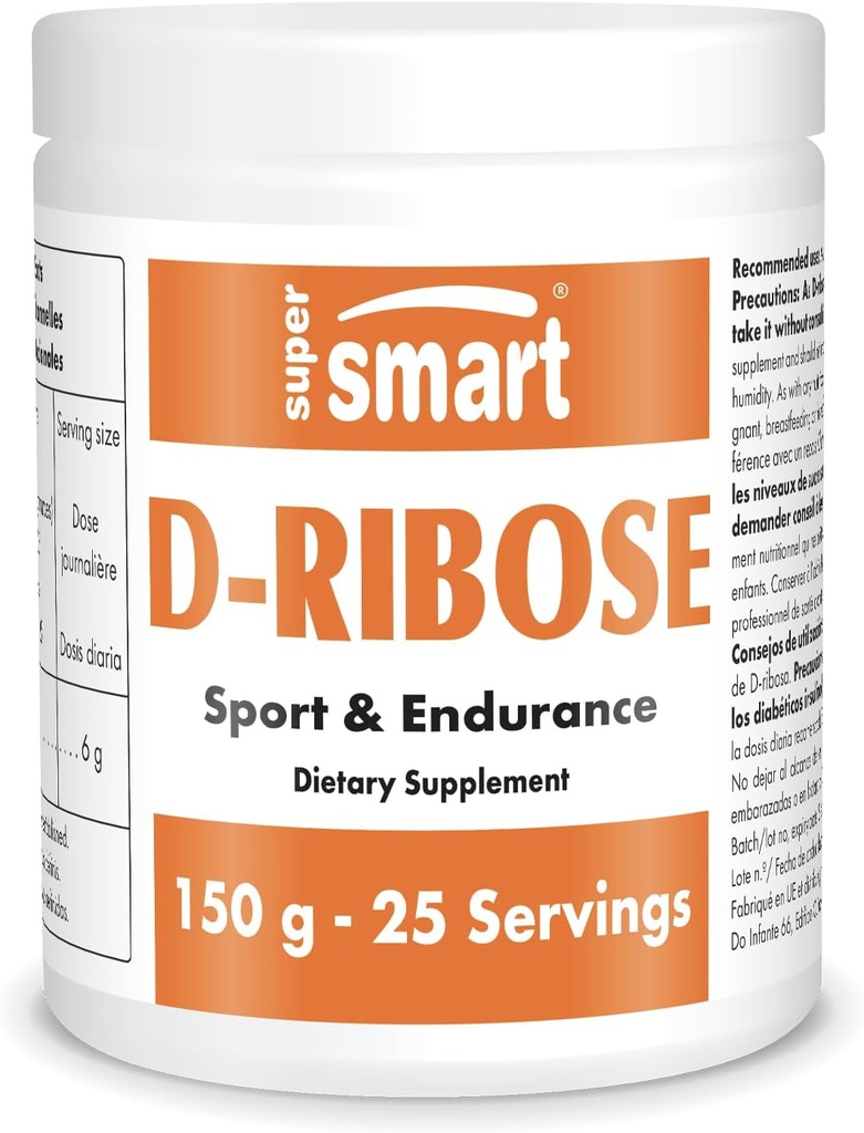Supersmart - D-Ribose Toz (Doğal Şeker) günde 6gm - ATP Synthesis & Production - Enerji için Evrensel Yakıt | Non-GMO & Gluten Ücretsiz - 150 ggm