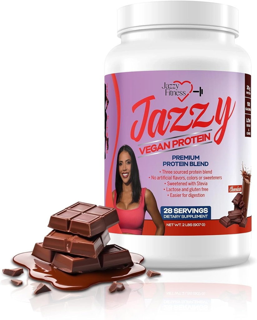 Jazzy Vegan proteini Kadınlar için Toz (907 gm) Çikolata proteini Toz, Lactose & Gluten Free proteini, Plantive, Energy Boost (28 hizmet) Barevia ile tatlı