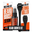 Vahşi Willies Beard growth Kit - Premium Derma Roller & Beard Boost Serum - Microneedle Roller & Beard Hair growth Serum with Biotin & Caffeine for Fuller Beard, Scalp Care - Easy to Kit with Case with Case