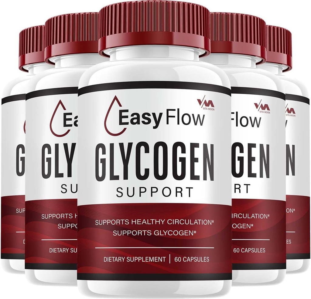 (5 Pack) EasyFlow Glycogen - Easy Flow Capsule Temiz, EasyFlow Pills, Genel Wellness için Gelişmiş Formula, Easy Flow Glycogen Yorumları, 300 Capsules