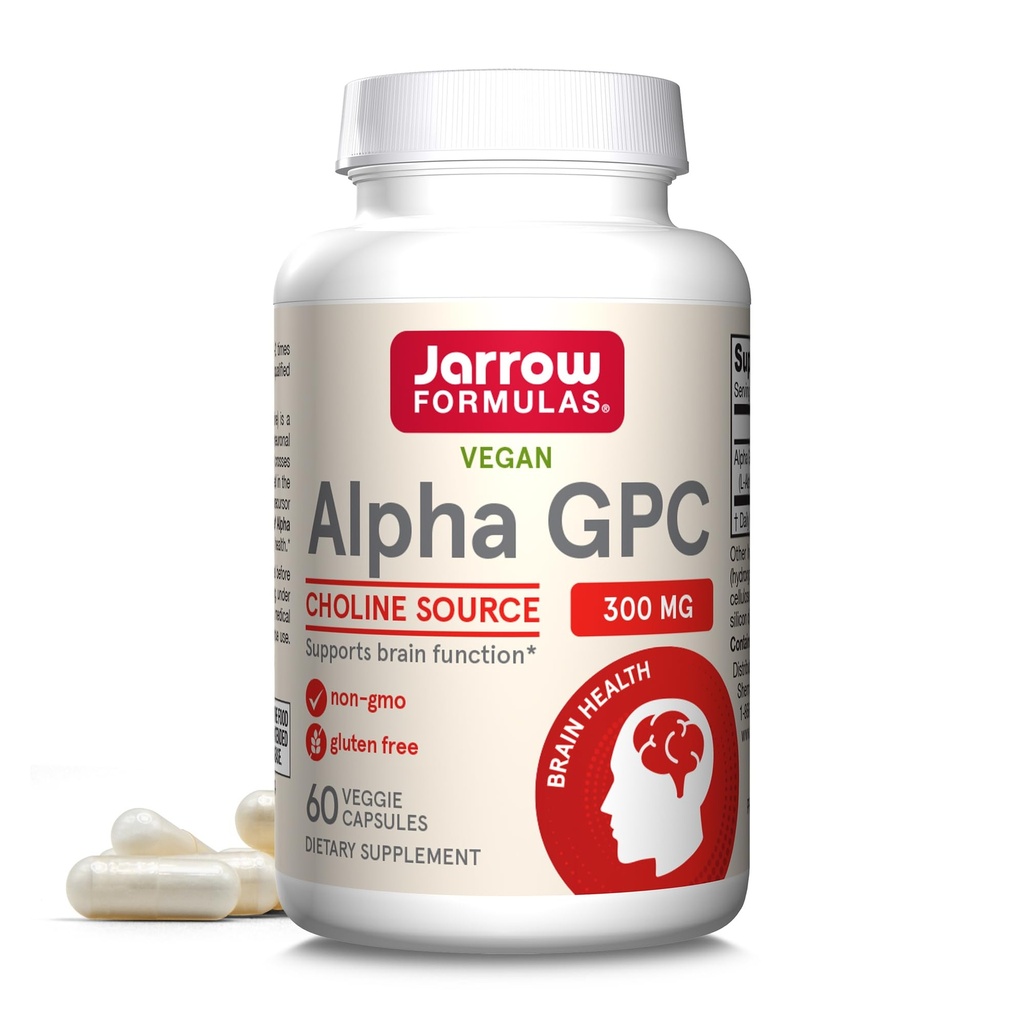 Jarrow Formulas® Alpha GPC, 300 mg, Diyet Supplement, Beyin Sağlık Supplements for Yetişkinler, 60 Veggie Capsules, 30 Day Supply