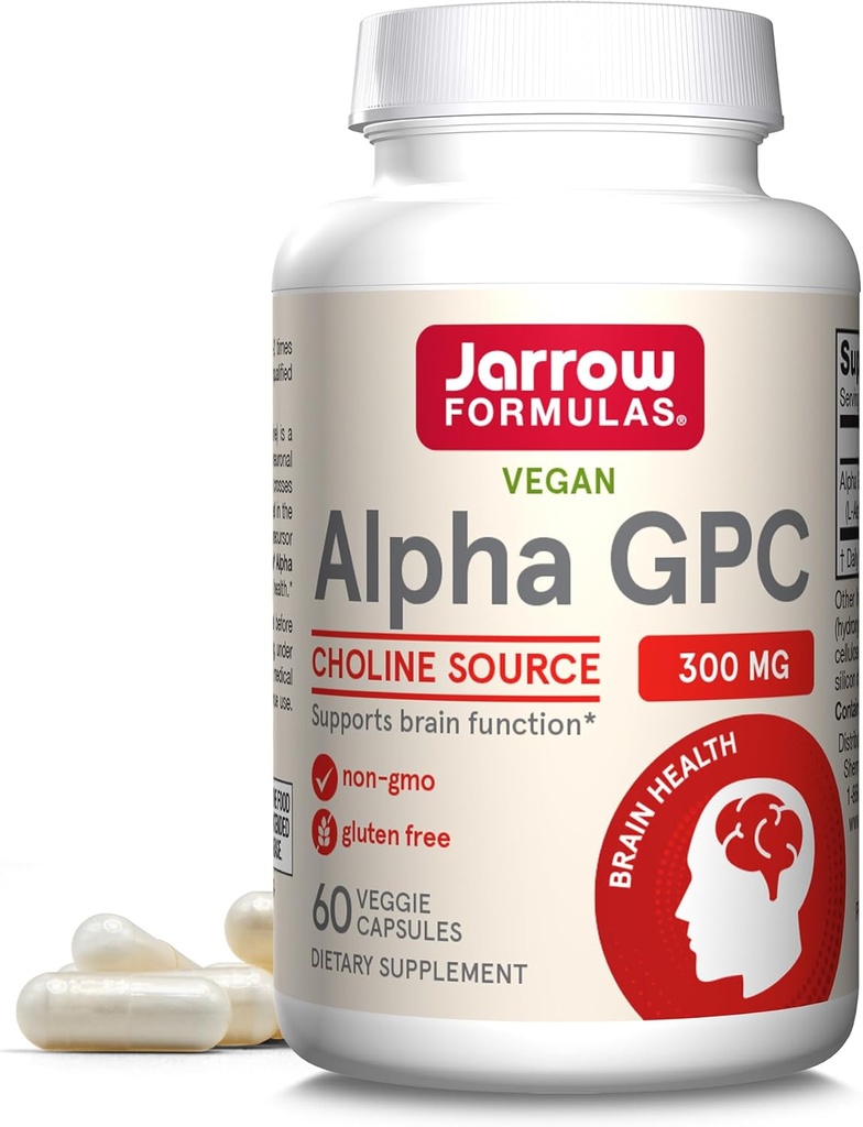Jarrow Formulas® Alpha GPC, 300 mg, Diyet Supplement, Beyin Sağlık Supplements for Yetişkinler, 60 Veggie Capsules, 30 Day Supply