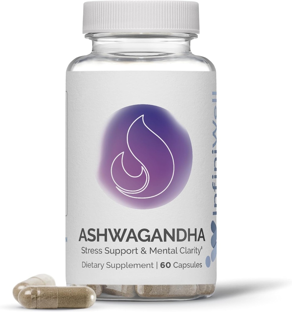 InfiniE Ashwagandha Supplements - Herbal Supplements with Shoden Ashwagandha Root - Zihinsel Clarity, Hormonal Denge, Daily Relaxation & Muscle Recovery (60 Capsules)