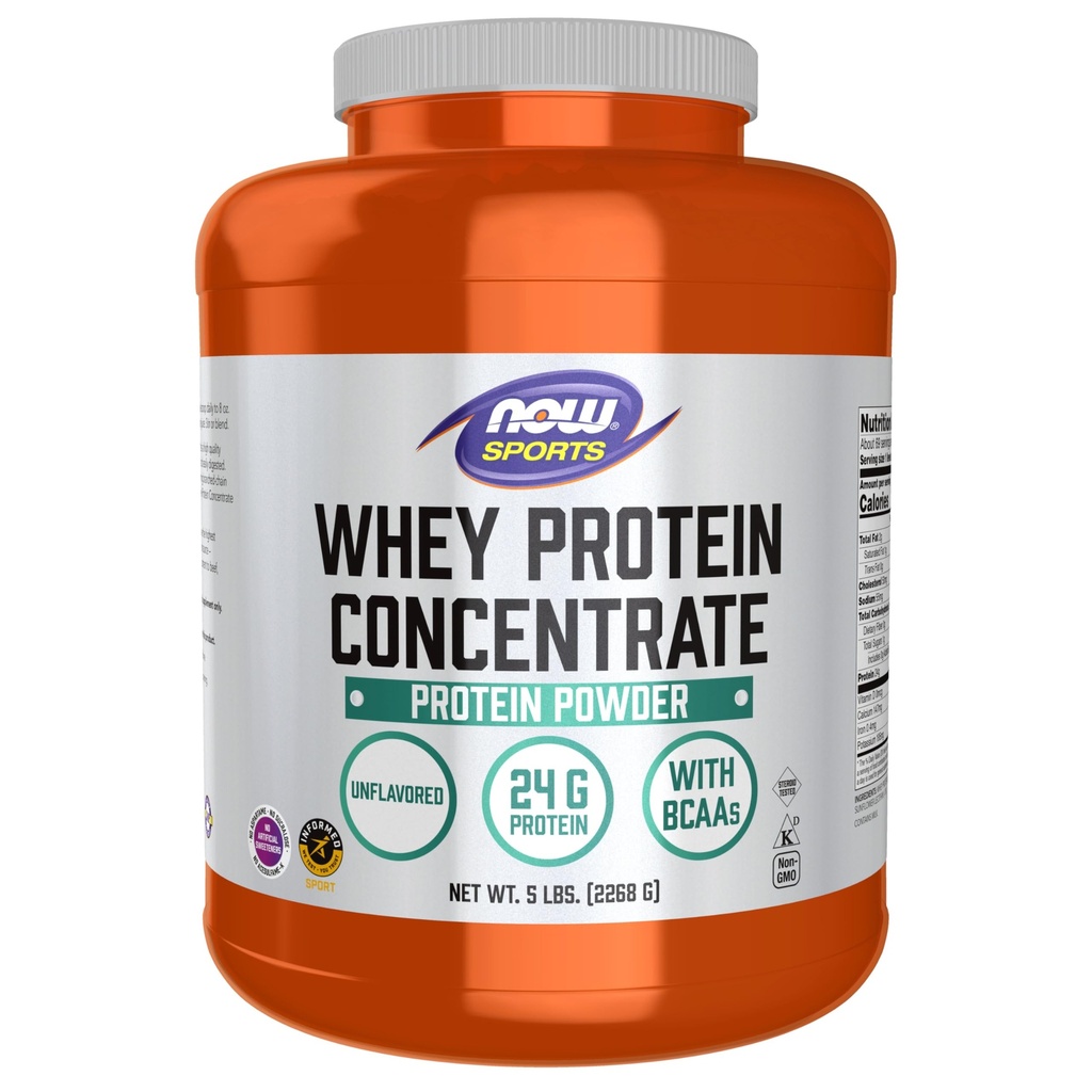 Şimdi Gıda Spor Beslenme, Whey Protein Yoğunluğu, BCAAs ile 24 G, Unflavored Toz, 5-Pound