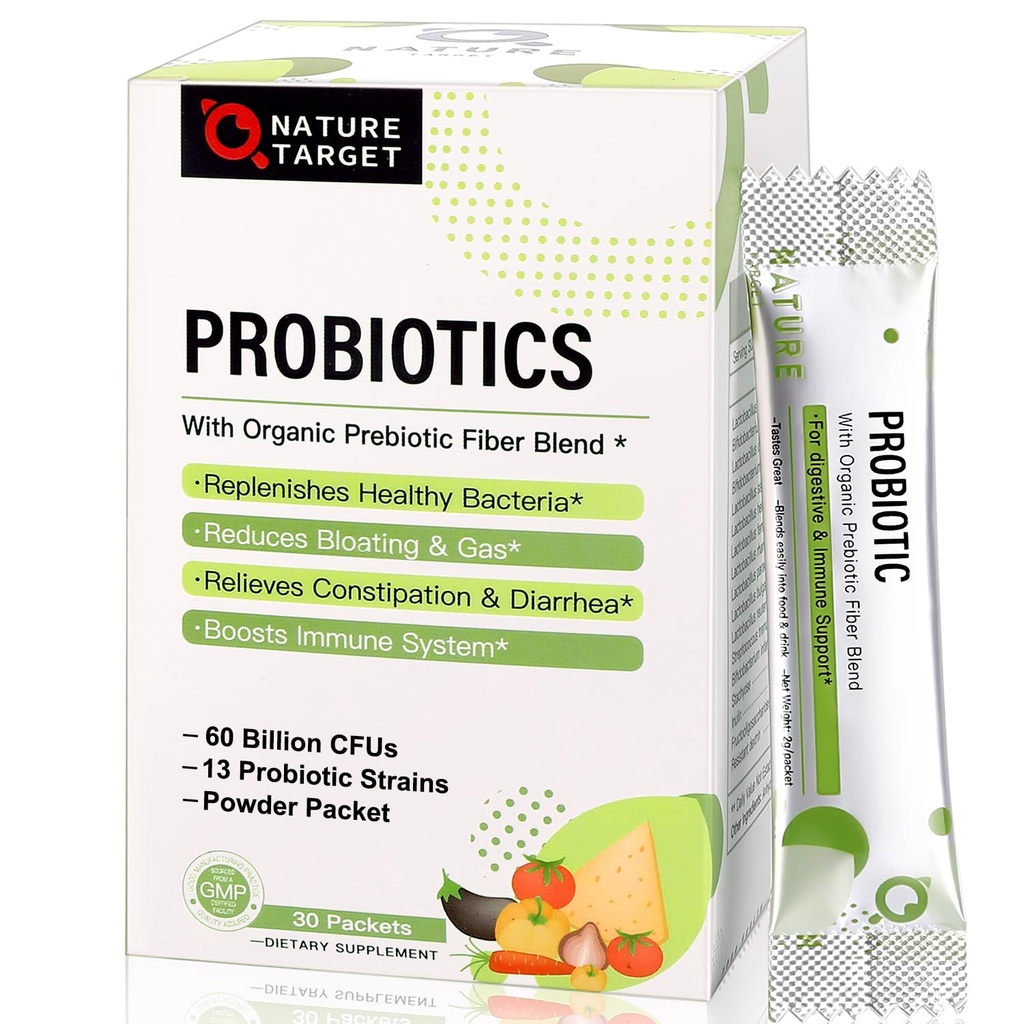 Kadın-erkek-Kids Probiyotik Toz 60 Milyar CFUs 13 Strains - Prebiyotikler ve Probiyotikler for Digestive Health, Raf Stable, Non-GMO, Gluten Free 30 Packets