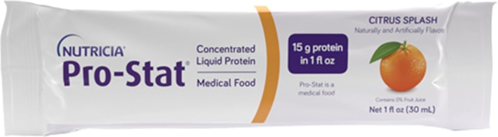 Nutricia Pro-Stat Sugar Free Citrus Splash - 1 oz Packets, Pack of 96 - Υψηλής Πρωτεϊνότητας, Ready-to-drink Ιατρική Τροφή για Φροντίδα Τραυμάτων, Απώλεια μυών, και Διαχείριση Υποσιτισμού