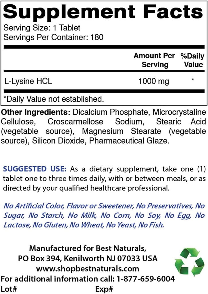 En İyi Doğallar L-Lysine 1000 mg & Vitamin C 1000 mg