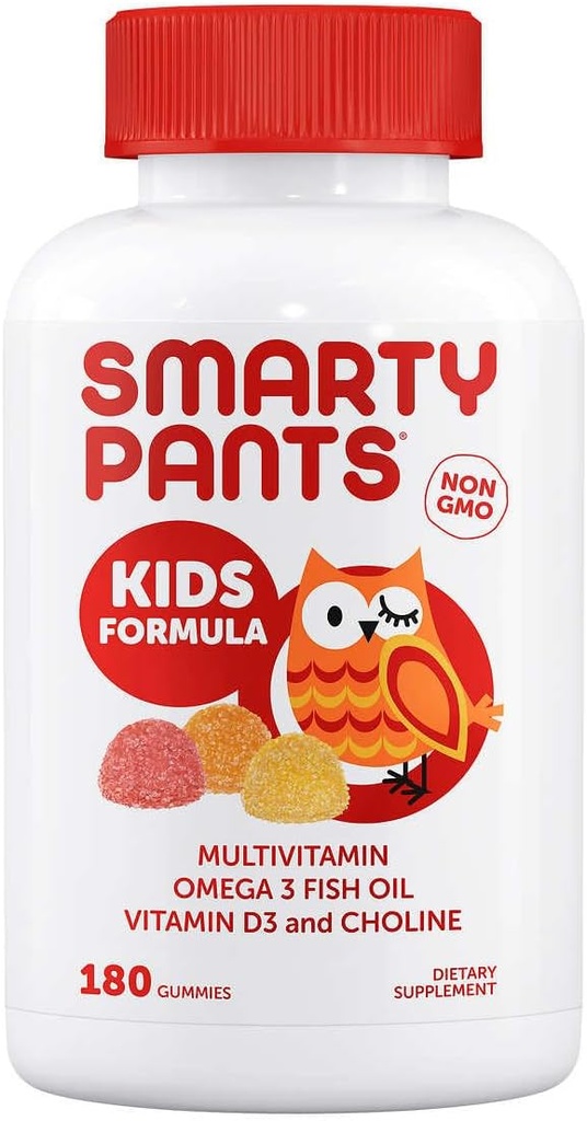 Genric Smarty Pant Kids Multivitamin, 180 Gummies Sche, Multivitamin Plus Omega 3, D3 ve Vitamin B12, 45 Days Supply Supply