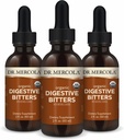Dr. Mercola Organic Digestive Bitters Liquid Drops - Digestive Health Support - Χωρίς αλκοόλη Formula - Χαρακτηριστικά Burdock Root, Dandelion Leaf, Σπόροι μάραθου & Περισσότερα - 2 fl. oz. (30 Servings), 3 Pack