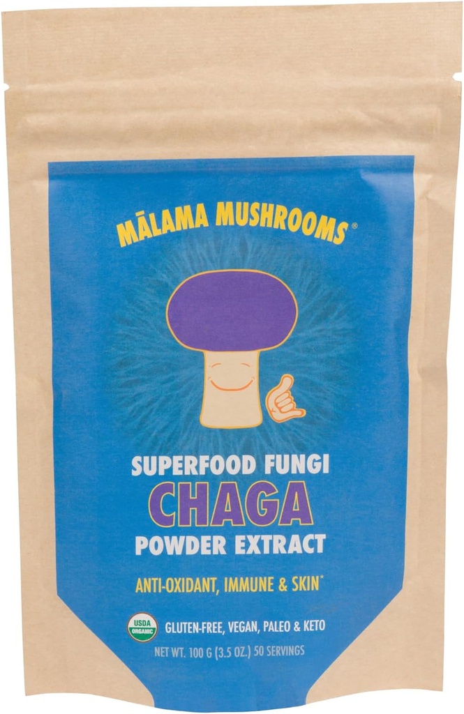 Chaga Extract Toz Malama, Organik Meyve Vücut Chaga Mushroom Toz, Superfood Adaptogen, Supports Immune System, Skin Health ve Fatigue, 100 Hizmet