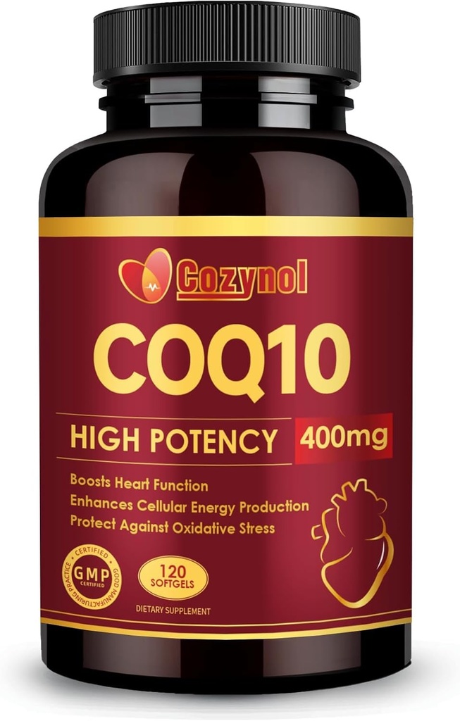 CoQ10 400 mg Omega 3 & PQ ile Softgels, Kalp Sağlığı ve Enerji Üretimi için Güçlü Antioksit, 120 Kont