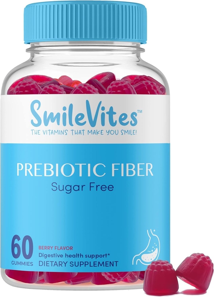 Prebiyotik Fiber Gummies for Digestive Health | Supports Gut Bakteri & Digestive Regularity | Vegan, Keto, Kosher | Gluten-Free, Non-GMO, Plant-Based | Natural Berry Flavor | 60 Count
