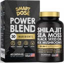 Power Mix Capsules - 30-in-1 Supplement Sche with Shilajit 6000 mg, Sea Moss 4000 mg, Black Seed Oil 4000 mg, Ashwagandha 2000 mg, 10x Mushrooms, Tongkat Ali, Maca, Holistic Pills Combo