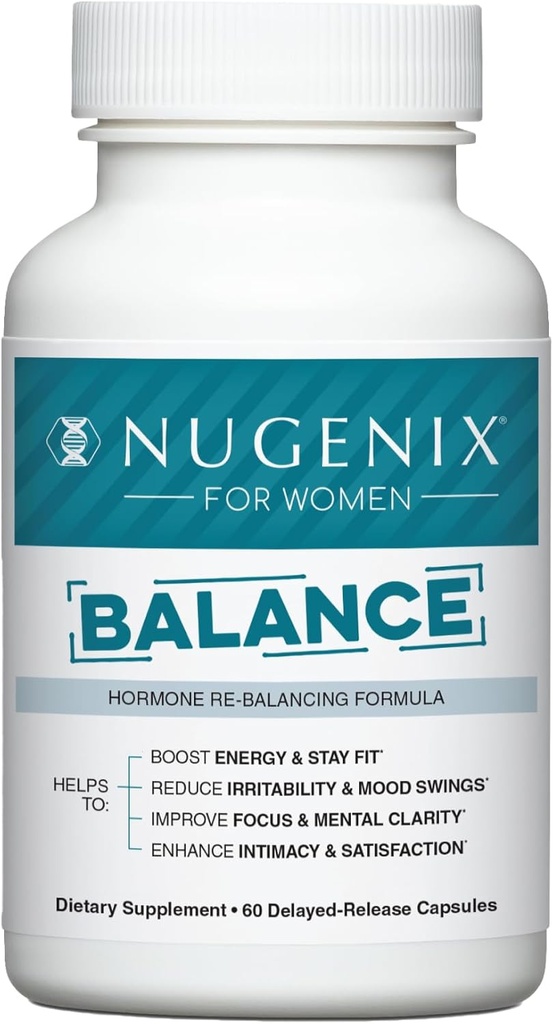 Nugenix για τις γυναίκες Ισορροπία - Ορμονή Ισορροπία για τις γυναίκες, Ενίσχυση της ενέργειας, Βελτίωση Εστίασης & Διανοητική Καθαρότητα, Αποκατάσταση Ορμονική Ισορροπία, Εμμηνόπαυση, Ashwagandha KSM-66, Κουρκουμάς, Βιταμίνη D, DIM, 60 Count