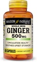 MASON NATURAL Whole Herb Ginger 500 mg, 2 Ay Supply, Natural Herbal Supplement, 60 Capsules