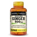 MASON NATURAL Whole Herb Ginger 500 mg, 2 Ay Supply, Natural Herbal Supplement, 60 Capsules