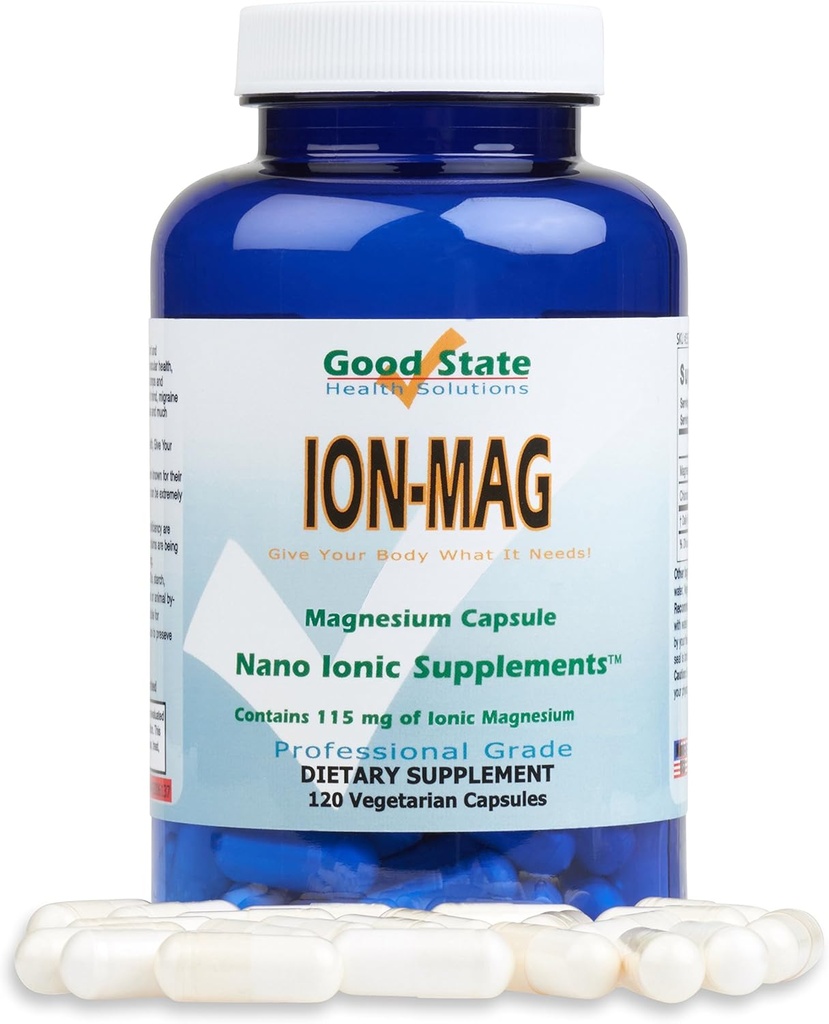 Καλή κατάσταση ION- MAG - Κάψουλες ιωνικού μαγνησίου - (115 mg κάθε Σερβίρισμα) (120 κάψουλες λαχανικών)