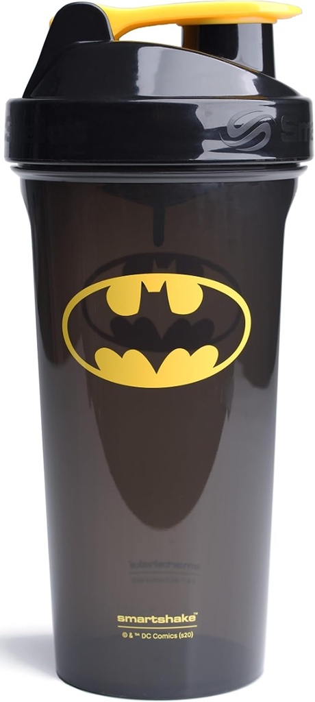 Smartshake Lite Justice League Protein Shaker Şişe 800 ml – DC Comics Water Şişe, Leakproof Domuz Free Gym Shaker Şişe Protein Shakes And Protein Toz - Batman Logo Logo Logo