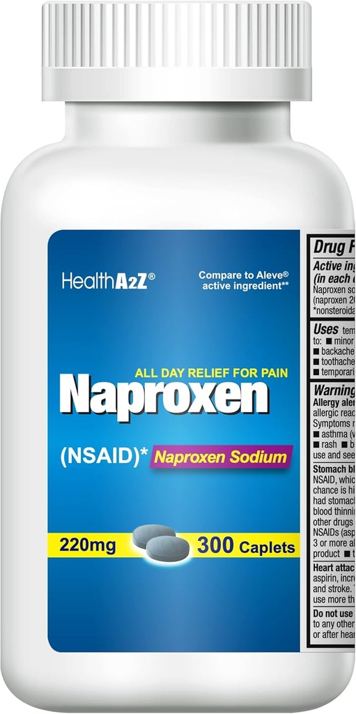 HealthA2Z® Naproxen sodyum | 220 mg | 300 Konts | NSAID | Hızlı Ağrı Yardım | Ateşi |