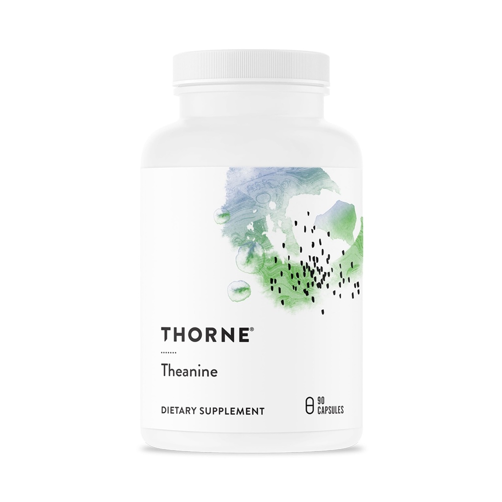 THORNE - Theanine - 200mg L-Theanine - Υποστήριξη μιας υγιούς αντίδρασης, χαλάρωσης και εστίασης - Αυξάνει την παραγωγή του εγκεφάλου Alpha-Wave* - 90 κάψουλες