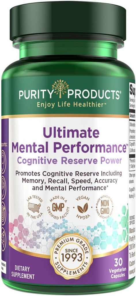 Saf Ürünler Ultimate mental Performansı Memory Recall, mental Focus + Daha Fazla - Nootropic Powerhouse ft. Patented Botanical Plant-Based Malzemeler - Vegan & Non-GMO - 30 Veggie Caps