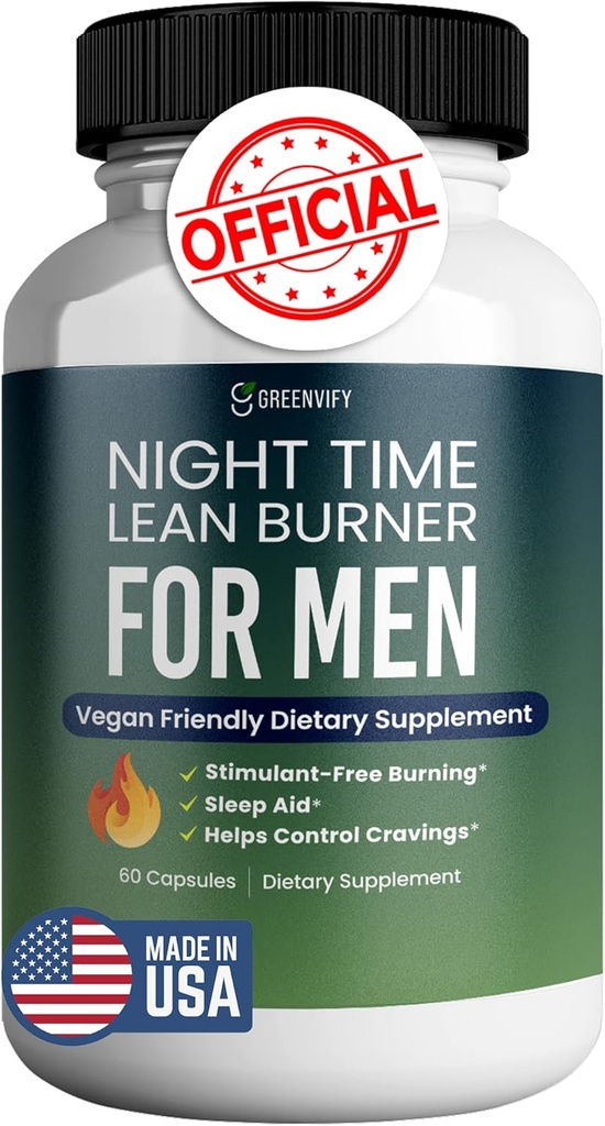 Night Time Lean Burner for Men Advanced Sleep Supplement Vitamin D Night Burner & Anabolic Recovery, Natural Sleep Aid with Magnesium, Ashwaganda (1)
