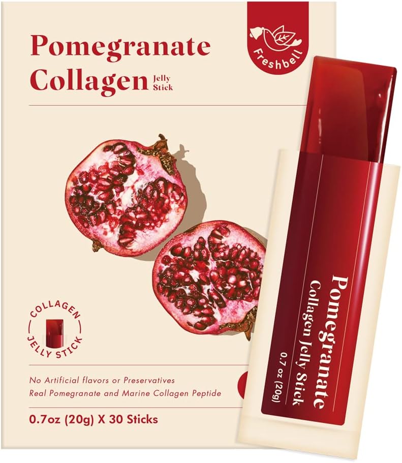 Pomegranate Collagen Jelly Stick (20g x 30 Sticks) Deniz Collagen Peptide% 100 Real İspanya Pomegranate - Yapay Flavors - Hiçbir Preservatives - No Ek Olmayan Şeker - Easy-Absorb