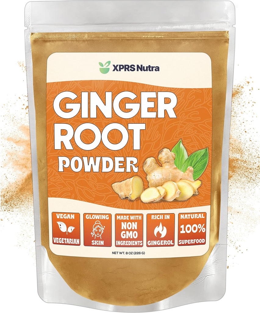 XPRS Nutra Ginger Toz - Premium Ground Ginger Root Toz Potent Spicy Flavor - Ground Ginger Toz - Vegan Dostu Sustainable Grown Tozlu Ginger (8 Ounce)