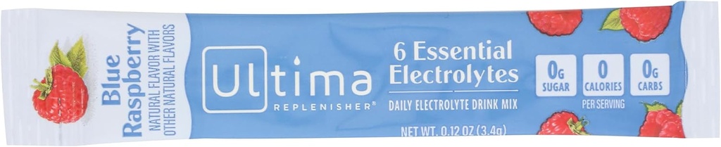 Ultima Repleniser Μπλε Βατόμουρο Ηλεκτρολυτικό Μείγμα Ποτού Μονό, 0.12 Oz
