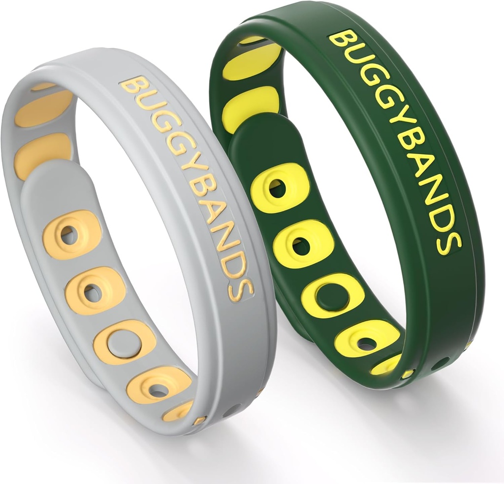 Mosquito Repellent Propertiess, 2 Pack Silikon Mosquito Repellent Bilebands, DEET-Free Insect & Bug Repellent Bile Bands for Yetişkinler and Kids Kapalı Açık Kullanım (Dark Green&Gray)