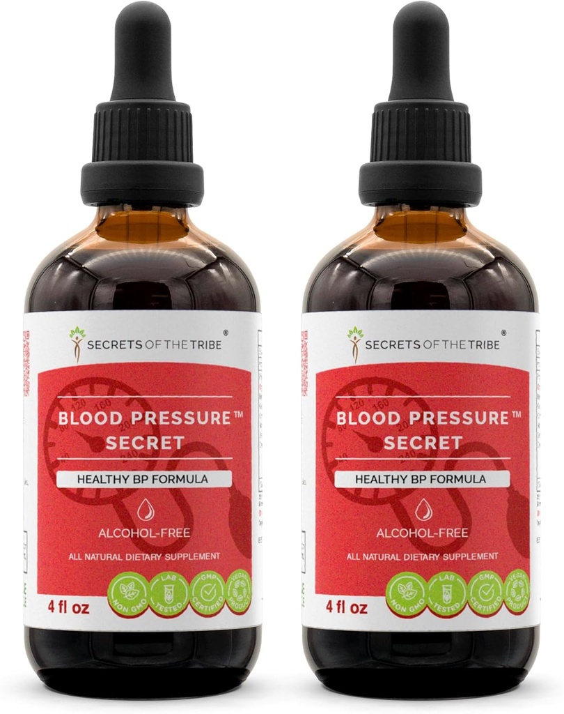 Μυστικά της Φυλής - Blood Pressure Secret, Healthy Circulation Formula, Herbal Supplement Blend Drops Alcohol-Free Liquid Extract (2x4 fl oz)
