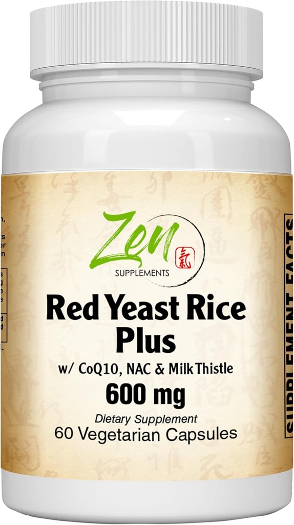 Συμπληρώματα Zen - Κόκκινο ρύζι ζύμης W/CoQ10 συμπλήρωμα 60-Vegcaps