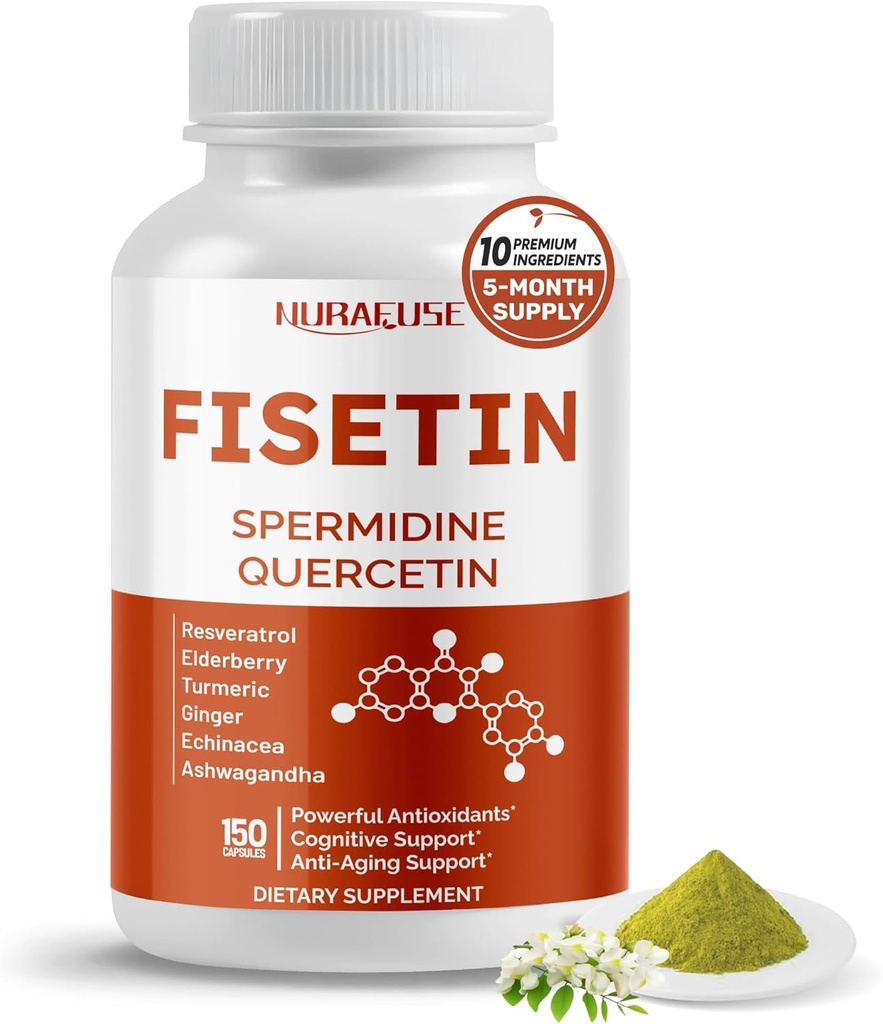 Fisetin 10-σε-1 Formula - με Spermidine Quercetin Resveratrol, Elderberry, Turmeric Non-GMO, Χωρίς γλουτένη, Χωρίς σόγια