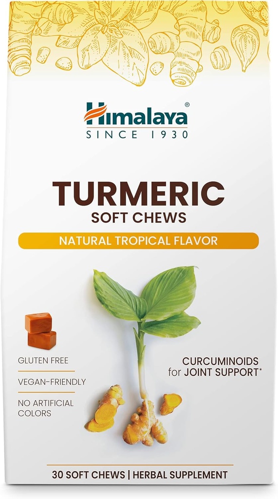 Himalaya Turmeric Chews with Curcumin for Health Joint Support, and Optimum Flexability & Mobility, hizmet başına 300 mg, 15 Day Supply Chews, 15 Day Supply