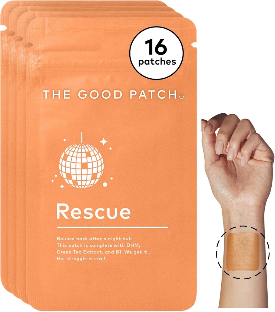 Η καλή Patch Recovery Patch Patch Patch Recovery Patch, φυσικό Patch με DHM, βιταμίνη Β1, και πράσινο τσάι, Plant-Powered Wearable Wellness, Υποστήριξη Μετά από μια Night Out (16 Σύνολο Patches)