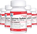 Quality Choice Iron 65 mg (325 mg Ferrous Sulfate) Yüksek Potency Iron Support Supplement Tabletleri 100 Kont Şişede (5 Pack)