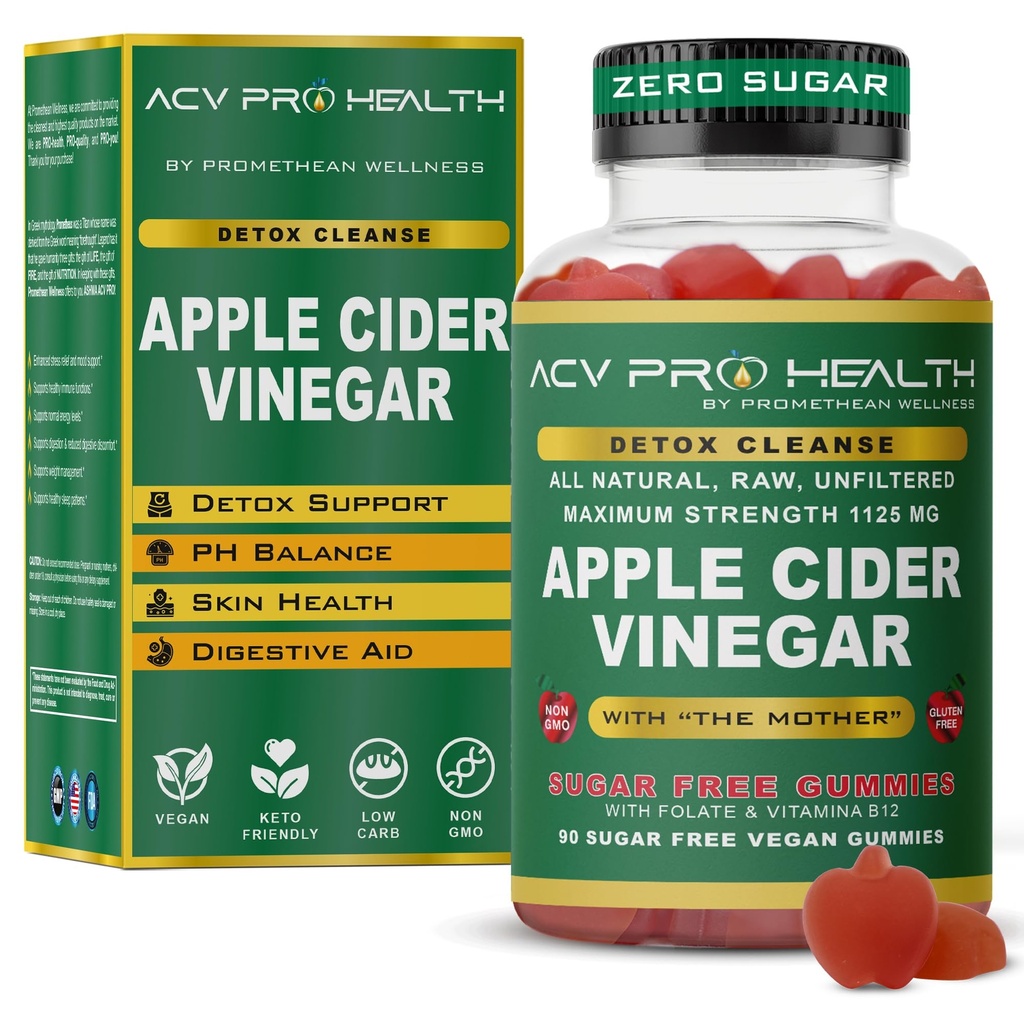 ACV with Sugar Makes No Sense! Apple Cider Vinegar Gummies Sugar Free Low Carb Advanced Keto Acv Gummies Keto Gummy Detox Cleanse (90 Count)